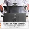 Martha Stewart 8 QT Slow Cooker, Programmable with Timer, 3 Heat Settings (Low, High, Warm), Nonstick Ceramic Removable Crock, Stovetop & Oven Safe, Glass Lid, Simmer, Reheat, Warm, Linen(Caviar Gray)