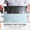 Martha Stewart 8 QT Slow Cooker, Programmable with Timer, 3 Heat Settings (Low, High, Warm), Nonstick Ceramic Removable Crock, Stovetop & Oven Safe, Glass Lid, Simmer, Reheat, Warm, Linen(Sky Blue)