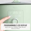 Martha Stewart 8 QT Slow Cooker, Programmable with Timer, 3 Heat Settings (Low, High, Warm), Nonstick Ceramic Removable Crock, Stovetop & Oven Safe, Glass Lid, Simmer, Reheat, Warm, Linen(Honeydew Green)