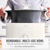 Martha Stewart 8 QT Slow Cooker, Programmable with Timer, 3 Heat Settings (Low, High, Warm), Nonstick Ceramic Removable Crock, Stovetop & Oven Safe, Glass Lid, Simmer, Reheat, Warm, Linen(Linen White)