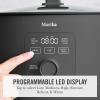 Martha Stewart 8 QT Slow Cooker, Programmable with Timer, 3 Heat Settings (Low, High, Warm), Nonstick Ceramic Removable Crock, Stovetop & Oven Safe, Glass Lid, Simmer, Reheat, Warm, Linen(Caviar Gray)