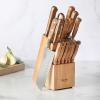 Martha Stewart Austenwood 15-Piece Knife Block Set, German Stainless Steel Kitchen Knives with Forged Italian Olive Wood Handle