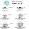 Martha Stewart Castelle 12-Inch Stainless Steel Frying Pan with Gold-Tone Handle – Tri-Ply Encapsulated Bottom, Oven Safe & Induction Safe Skillet for Searing and Sautéing(Stainless Steel)