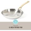 Martha Stewart Castelle 12-Inch Stainless Steel Frying Pan with Gold-Tone Handle – Tri-Ply Encapsulated Bottom, Oven Safe & Induction Safe Skillet for Searing and Sautéing(Stainless Steel W/ Gold Handle)