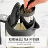 Martha Stewart Electric Kettle with Removable Stainless Steel Tea Infuser, Glass Carafe 1.7L (7 Cups), Hot Water Boiler, 4 Presets, Keep Warm & Auto Shut-Off, Cordless 360° Swivel Base, Linen White(Caviar Gray)