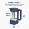 Martha Stewart Electric Kettle with Removable Stainless Steel Tea Infuser, Glass Carafe 1.7L (7 Cups), Hot Water Boiler, 4 Presets, Keep Warm & Auto Shut-Off, Cordless 360° Swivel Base, Linen White(Indigo Blue)