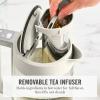 Martha Stewart Electric Kettle with Removable Stainless Steel Tea Infuser, Glass Carafe 1.7L (7 Cups), Hot Water Boiler, 4 Presets, Keep Warm & Auto Shut-Off, Cordless 360° Swivel Base, Linen White(Linen White)