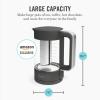 Martha Stewart Electric Kettle with Removable Stainless Steel Tea Infuser, Glass Carafe 1.7L (7 Cups), Hot Water Boiler, 4 Presets, Keep Warm & Auto Shut-Off, Cordless 360° Swivel Base, Linen White(Caviar Gray)