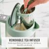 Martha Stewart Electric Kettle with Removable Stainless Steel Tea Infuser, Glass Carafe 1.7L (7 Cups), Hot Water Boiler, 4 Presets, Keep Warm & Auto Shut-Off, Cordless 360° Swivel Base, Linen White(Honeydew Green)