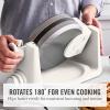 Martha Stewart Rotating Waffle Maker, 180° Flip Iron with PFAS-Free Nonstick Plates, Adjustable Timer, Ready Light, Drip Tray, Space Saving, Classic Round 7”, Easy to Clean, Stainless Steel, Linen(Linen White)