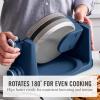 Martha Stewart Rotating Waffle Maker, 180° Flip Iron with PFAS-Free Nonstick Plates, Adjustable Timer, Ready Light, Drip Tray, Space Saving, Classic Round 7”, Easy to Clean, Stainless Steel, Linen(Indigo Blue)