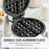 Martha Stewart Rotating Waffle Maker, 180° Flip Iron with PFAS-Free Nonstick Plates, Adjustable Timer, Ready Light, Drip Tray, Space Saving, Classic Round 7”, Easy to Clean, Stainless Steel, Linen(Linen White)