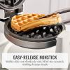 Martha Stewart Rotating Waffle Maker, 180° Flip Iron with PFAS-Free Nonstick Plates, Adjustable Timer, Ready Light, Drip Tray, Space Saving, Classic Round 7”, Easy to Clean, Stainless Steel, Linen(Linen White)