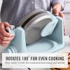 Martha Stewart Rotating Waffle Maker, 180° Flip Iron with PFAS-Free Nonstick Plates, Adjustable Timer, Ready Light, Drip Tray, Space Saving, Classic Round 7”, Easy to Clean, Stainless Steel, Linen(Sky Blue)