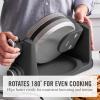 Martha Stewart Rotating Waffle Maker, 180° Flip Iron with PFAS-Free Nonstick Plates, Adjustable Timer, Ready Light, Drip Tray, Space Saving, Classic Round 7”, Easy to Clean, Stainless Steel, Linen(Caviar Gray)