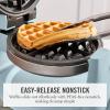 Martha Stewart Rotating Waffle Maker, 180° Flip Iron with PFAS-Free Nonstick Plates, Adjustable Timer, Ready Light, Drip Tray, Space Saving, Classic Round 7”, Easy to Clean, Stainless Steel, Linen(Sky Blue)
