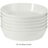 Martha Stewart Selma Pasta Bowls Set of 6, 43oz White Porcelain Soup Bowls & Salad Bowl, Wide and Shallow, Chip Resistant, Dishwasher & Microwave Safe(White (Pasta Bowls))