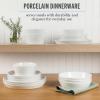 Martha Stewart Selma Pasta Bowls Set of 6, 43oz White Porcelain Soup Bowls & Salad Bowl, Wide and Shallow, Chip Resistant, Dishwasher & Microwave Safe(White)