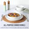 Martha Stewart Selma Pasta Bowls Set of 6, 43oz White Porcelain Soup Bowls & Salad Bowl, Wide and Shallow, Chip Resistant, Dishwasher & Microwave Safe(White)