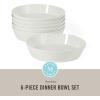 Martha Stewart Selma Pasta Bowls Set of 6, 43oz White Porcelain Soup Bowls & Salad Bowl, Wide and Shallow, Chip Resistant, Dishwasher & Microwave Safe(White (Pasta Bowls))