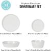 Martha Stewart Selma Pasta Bowls Set of 6, 43oz White Porcelain Soup Bowls & Salad Bowl, Wide and Shallow, Chip Resistant, Dishwasher & Microwave Safe(White)