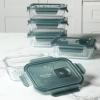 Martha Stewart Shadowbrook 5-Piece Borosilicate Glass Storage Container Set – Airtight Locking Lids, 21.6 oz Meal Prep, Leftover & Lunch Containers, Microwave, Oven & Dishwasher Safe(Glass/Green Lid (Shadowbrook – Rectangular))