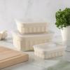Martha Stewart Shadowbrook 5-Piece Borosilicate Glass Storage Container Set – Airtight Locking Lids, 21.6 oz Meal Prep, Leftover & Lunch Containers, Microwave, Oven & Dishwasher Safe(Cream (Broadbrook – Rectangular))