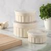 Martha Stewart Shadowbrook 5-Piece Borosilicate Glass Storage Container Set – Airtight Locking Lids, 21.6 oz Meal Prep, Leftover & Lunch Containers, Microwave, Oven & Dishwasher Safe(Cream (Broadbrook – Round))