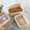 Martha Stewart Shadowbrook 5-Piece Borosilicate Glass Storage Container Set – Airtight Locking Lids, 21.6 oz Meal Prep, Leftover & Lunch Containers, Microwave, Oven & Dishwasher Safe(Cream (Broadbrook – Rectangular))