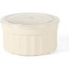 Martha Stewart Shadowbrook 5-Piece Borosilicate Glass Storage Container Set – Airtight Locking Lids, 21.6 oz Meal Prep, Leftover & Lunch Containers, Microwave, Oven & Dishwasher Safe(Cream (Broadbrook – Round))