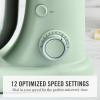 Martha Stewart  Tilt-Head Stand Mixer, 12 Speed, 5.3QT Stainless Steel Bowl, Splash Guard with Pour Chute, Whisk, Dough Hook, Flat Beater, Electric Kitchen Baking Mixer, Bread, Cake, Whip, Linen White(Honeydew Green)