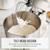 Martha Stewart  Tilt-Head Stand Mixer, 12 Speed, 5.3QT Stainless Steel Bowl, Splash Guard with Pour Chute, Whisk, Dough Hook, Flat Beater, Electric Kitchen Baking Mixer, Bread, Cake, Whip, Linen White(Linen White)