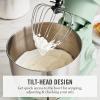 Martha Stewart  Tilt-Head Stand Mixer, 12 Speed, 5.3QT Stainless Steel Bowl, Splash Guard with Pour Chute, Whisk, Dough Hook, Flat Beater, Electric Kitchen Baking Mixer, Bread, Cake, Whip, Linen White(Honeydew Green)