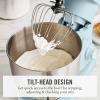 Martha Stewart  Tilt-Head Stand Mixer, 12 Speed, 5.3QT Stainless Steel Bowl, Splash Guard with Pour Chute, Whisk, Dough Hook, Flat Beater, Electric Kitchen Baking Mixer, Bread, Cake, Whip, Linen White(Sky Blue)