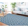 Martha Stewart x SAFAVIEH Outdoor Area Rug Collection – 8′ x 11’2″, Blue & Beige, Weather Resistant & Washable, Ideal for Patio, Backyard, Mudroom, Deck, Dining Space (MSR4274-243)