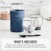 Martha Stewart Electric Coffee & Spice Grinder, Dual 2.5oz Removable Bowls, Storage Lids, Stainless Steel Blades, One Touch Pulse Control, 2-in-1 Compact, Beans & Spices, Herbs & Nuts, Linen White(Indigo Blue)