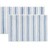 Martha Stewart – Bath Rug, Plush 100% Yarn-Dye Knit Rug, Soft Cushioned Feel Bathroom Rug with Skid-Resistant Latex Rubber Backing (Skylands Border Linen/White, 60″ x 22″)(Driftwood Stripes Blue)
