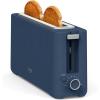 Martha Stewart 2 Slice Long Slot Toaster, Extra Wide for Sourdough & Bagels, 10 Setting Shade Control, Removable Crumb Tray, Self-Centering Design, Defrost/Reheat, Cancel, Slim Space-Saving, Linen(Indigo Blue)