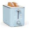 Martha Stewart 4 Slice Toaster, 10 Shade Settings with Defrost, Cancel, Bagel & Gluten-Free, Extra-Wide Self-Centering Slots for Waffles & Artisan Bread, Removable Crumb Tray, Cord Wrap, 1800W, Linen(Sky Blue)