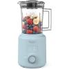 Martha Stewart 50oz Countertop Blender, Smoothie, Margarita & Ice Crushing Blender, BPA-Free Pitcher, 3 Speeds, 5 Presets, Auto-Clean Function, Dishwasher Safe, Stainless Steel Blades, Linen Cream(Sky Blue)