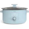 Martha Stewart 8 QT Slow Cooker, Programmable with Timer, 3 Heat Settings (Low, High, Warm), Nonstick Ceramic Removable Crock, Stovetop & Oven Safe, Glass Lid, Simmer, Reheat, Warm, Linen(Sky Blue)