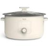 Martha Stewart 8 QT Slow Cooker, Programmable with Timer, 3 Heat Settings (Low, High, Warm), Nonstick Ceramic Removable Crock, Stovetop & Oven Safe, Glass Lid, Simmer, Reheat, Warm, Linen(Linen White)