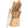 Martha Stewart Austenwood 15-Piece Knife Block Set, German Stainless Steel Kitchen Knives with Forged Italian Olive Wood Handle