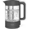 Martha Stewart Electric Kettle with Removable Stainless Steel Tea Infuser, Glass Carafe 1.7L (7 Cups), Hot Water Boiler, 4 Presets, Keep Warm & Auto Shut-Off, Cordless 360° Swivel Base, Linen White(Caviar Gray)