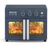 Martha Stewart French Door Air Fryer Toaster Oven Combo, 34QT Countertop Convection, 12-in-1, Bake, Broil, Roast, Fits 12” Pizza, Dehydrate, 5 Accessories, Air Fry Basket, Stainless Steel, Linen White(Indigo Blue)