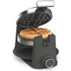 Martha Stewart Rotating Waffle Maker, 180° Flip Iron with PFAS-Free Nonstick Plates, Adjustable Timer, Ready Light, Drip Tray, Space Saving, Classic Round 7”, Easy to Clean, Stainless Steel, Linen(Caviar Gray)