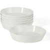 Martha Stewart Selma Pasta Bowls Set of 6, 43oz White Porcelain Soup Bowls & Salad Bowl, Wide and Shallow, Chip Resistant, Dishwasher & Microwave Safe(White (Pasta Bowls))