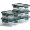Martha Stewart Shadowbrook 5-Piece Borosilicate Glass Storage Container Set – Airtight Locking Lids, 21.6 oz Meal Prep, Leftover & Lunch Containers, Microwave, Oven & Dishwasher Safe(Glass/Green Lid (Shadowbrook – Rectangular))