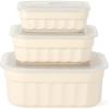 Martha Stewart Shadowbrook 5-Piece Borosilicate Glass Storage Container Set – Airtight Locking Lids, 21.6 oz Meal Prep, Leftover & Lunch Containers, Microwave, Oven & Dishwasher Safe(Cream (Broadbrook – Rectangular))