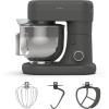 Martha Stewart  Tilt-Head Stand Mixer, 12 Speed, 5.3QT Stainless Steel Bowl, Splash Guard with Pour Chute, Whisk, Dough Hook, Flat Beater, Electric Kitchen Baking Mixer, Bread, Cake, Whip, Linen White(Caviar Gray)